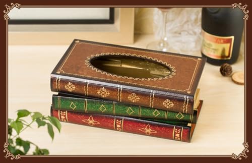 Tosnail Elegant Wooden Antique Book Tissue Holder Dispenser/Novelty Napkin Holder, 10.75 x 6.5 x 4 Inches