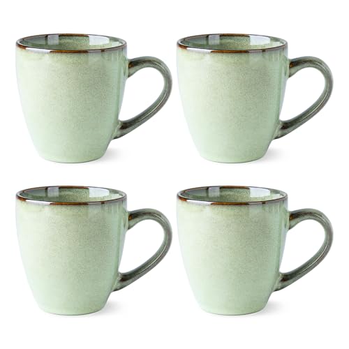 GBhome Ceramic Coffee Mugs Set of 4, 12oz Stoneware Coffee Mugs Set For Dad Mom Women MEN, Light Weight Ceramic Coffee Cups for Latte/Tea/Beer/Hot Cocoa, Dishwasher & Microwave Safe, Pastel Green - color: Pastel Green, size: Set of 4