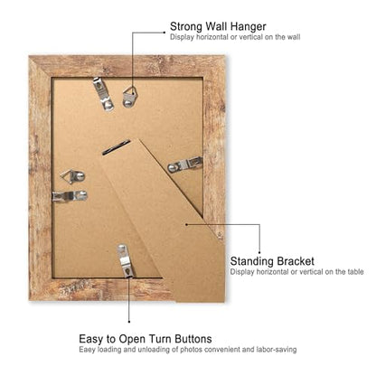 iRahmen 6x8 Picture Frame with Mat 4x6 - High Definition Real Glass Wooden Photo Frames for Tabletop Display and Wall Mounting (Rustic Brown, Set of 2) - color: Rustic Brown, size: 6X8
