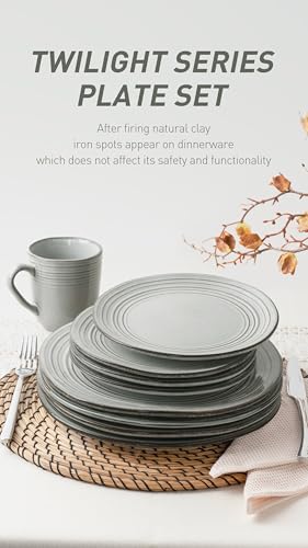 famiware Dinner Plates, 8 Inch Small Plate Set for 6, Dessert Appetizer Speckled Hand-made Ceramic Salad Plates, Microwave & Dishwasher Safe, Scratch Resistant, Twilight Series, Ashy Blue - color: Ashy Blue, size: 8 inch