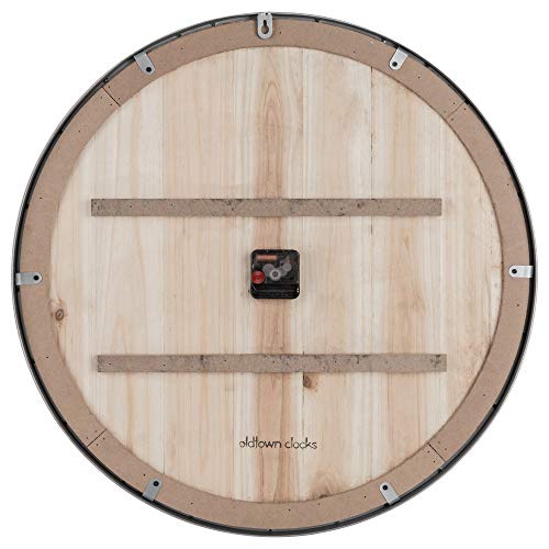 Oldtown Farmhouse Metal & Solid Wood Noiseless Wall Clock (Dark Brown, 18-inch) - color: Dark Brown, size: 18-inch