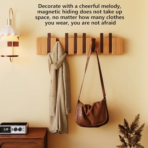 Wall Mounted Coat RackHooks Piano Key Hangers Natural Solid Wood Hanger Non-Woven Fabric Clothes Hangers for Closet, Kitchen, Bedroom, Bathroom, Entryway (Walnut-Beech, 10 Hooks) - color: walnut-beech, size: 10 Hooks