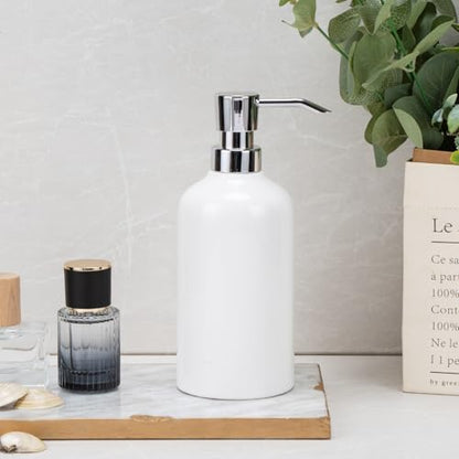 Ceramic White Soap Dispenser with Rust-Proof Plastic Pump Bathroom, 16.9oz Hand Soap Dispenser for Kitchen, Hotel - color: White, size: 1pcs