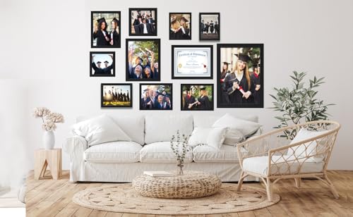 5x7 Picture Frame set of 3， Modern Style Wooed Frame Black,Table Top or Wall Mount best gift - color: Black-3PCS, size: 5x7in