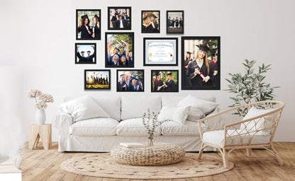 5x7 Picture Frame set of 3， Modern Style Wooed Frame Black,Table Top or Wall Mount best gift - color: Black-3PCS, size: 5x7in
