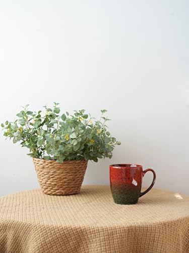 Bosmarlin Ceramic Coffee Mug Set of 4, 17 Oz, Coffee Cups with Big Handle, Microwave Safe, Unique Reactive Glaze (Red&Green) - color: Red&Green