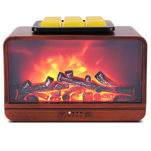 Wax Melt Warmer, Dynamic Flame Fireplace Wax Warmer Wax Melter for Scented Wax with Timer, Scentsy Wax Warmer Fragrance Oil Burner Wax Burner for Home Decor for Mama - color: Metallic Bronze