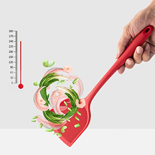 9 Piece Silicone Kitchen Utensil Set with Storage Holder - Non Stick Cooking Tools, Turner, Spatula, Heat Cookware, Red