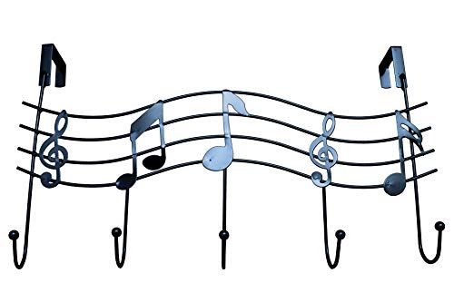 Door 5 Hook Rack Decorative Hanger for Hanging Clothes Coat Hat Belt Black - color: Black