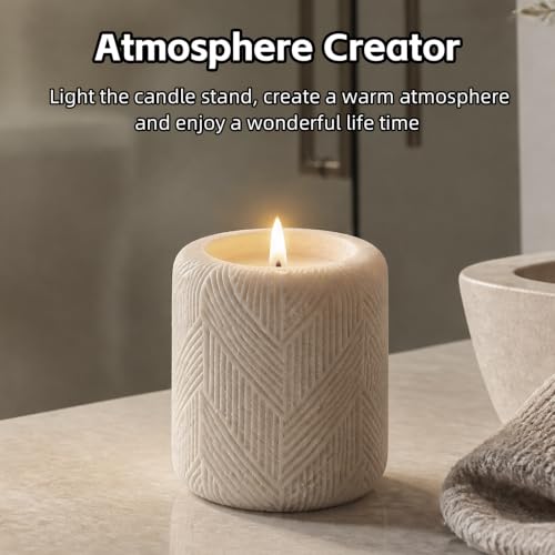 4 PCS Bathroom Accessory Set, Leaf Veins Texture, Beige | Modern, Luxurious, Minimalist, With 10.15 OZ Soap Dispenser, Tumbler, Vanity Tray, Candle Holder for Countertop Kitchen Sink