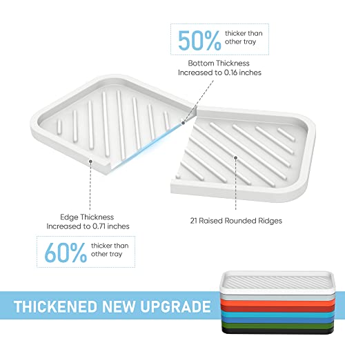 Silicone Sponge Holder-Large Thick Durable 10" Sink Organizer Tray-Kitchen | Thick Durable Sponge Caddy, Large Sink Tray, Dish Soap & Scouring Pad Holder, Countertop Drip Tray, Easy Clean, Rust-Proof - color: C-wh, size: 10x5.1inch