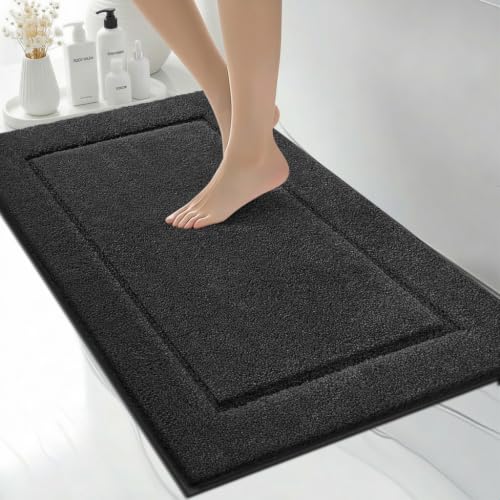 Extra Soft Bathroom Rug 24" x 36", Bath Mat, Throw Rug for Kitchen | Non Slip, Absorbent and Quick Drying, Absorbent, Washable Rug for Bathtub, sink, Shower, Bedroom, Laundry, Floor - color: Black, size: 24" x 36"