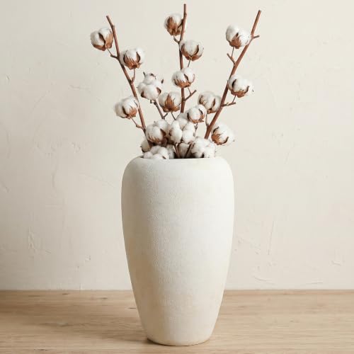 Wide Mouth Large Ceramic Vase, Vintage White Decor Vase, 15.7 Inches Tall - color: 15.7”h-vintage White