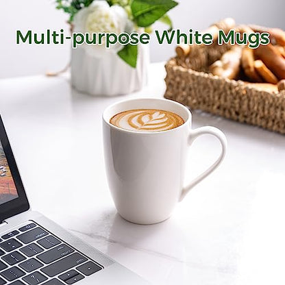 GBHOME 12 OZ Off White Coffee Mugs, Porcelain Bulk Coffee Mugs with Large Handle for Man, Woman, Light Weight Coffee Mugs Set of 4 for Latte/Cappuccino/Cocoa/Milk, Dishwasher & Microwave Safe | Classic COffee Mugs for Home,Office&Restaurant,Tea/Espresso/C