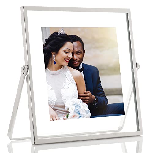 Lawrence Frames Metal Easel Float Picture Frame, 4x4, Silver - color: Silver, size: 4x4