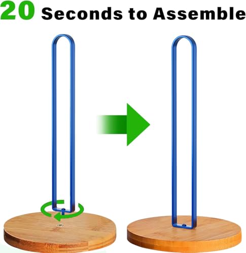 TONLEA Wooden Paper Towel Holder Countertop, Kitchen-Towel-Holder FreeStanding with Non-Slip Base for Bathroom - color: Blue