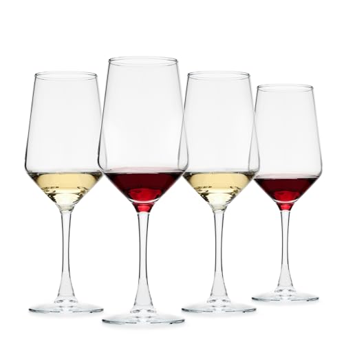 Wine Glasses Set of 4, 13.5oz Red White Wine Glasses,Lead-free Long Stem Wine Glasses for Home, Party, Wedding, Ideal Wine Accessories Gift,Clear