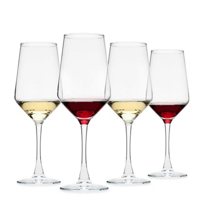 Wine Glasses Set of 4, 13.5oz Red White Wine Glasses,Lead-free Long Stem Wine Glasses for Home, Party, Wedding, Ideal Wine Accessories Gift,Clear