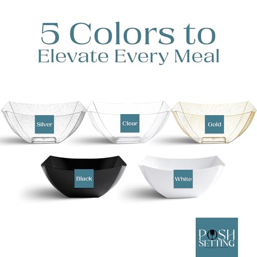 4 Pack Disposable Black Plastic Serving Bowls Square Party Candy Use 16oz | Square Design. Disposable Party Tableware. Salad, Fruit & Candy Use. Candy Buffet Containers. Black Plastic. - color: Black, size: 16 OUNCE