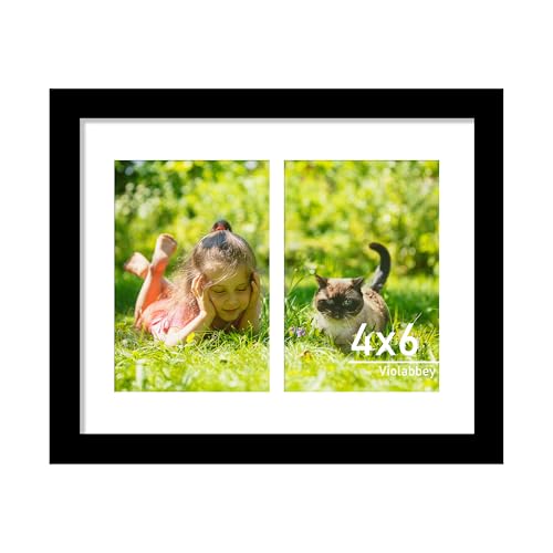 VIOLABBEY 8x10 Collage Picture Frame,Fits 4x6 Double Photos with Mat, Black | Fits 8x10 Pictures without Mat for Wall or Tabletop, Wall Decor, 1Pack - color: Black, size: 8x10-1Pack