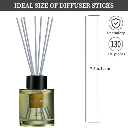 130Pcs Grey Fiber Reed Diffuser Sticks-7.5Inch/3mm Reed Sticks Essential Oil Aroma Diffuser Reeds Aroma Fragrance Refills (3mm X 19cm (130pcs)) - color: Grey Colors, size: 3mm x 19cm (130pcs)