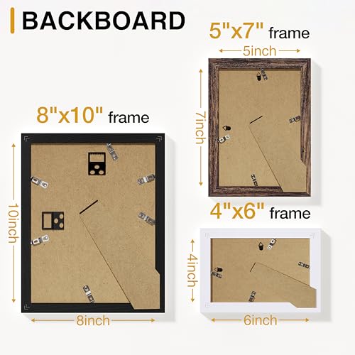 Vittanly 10 Pack Gallery Wall Frame Set, Black, Brown, White | Gallery Wall Frame Set: 2pcs 8x10, 4pcs 5x7 & 4pcs 4x6 Photos for Wall & Table, Picture Frames made of Engineered Wood - color: Black & Brown & White