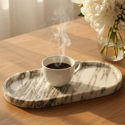 Real Natural Marble Tray,Elegant Stone Organizer | For Bathroom,Vanity Tray,Kitchen and Desktop,Perfume,Jewelry,Cosmetics,Candles,Lotion and Home Decor