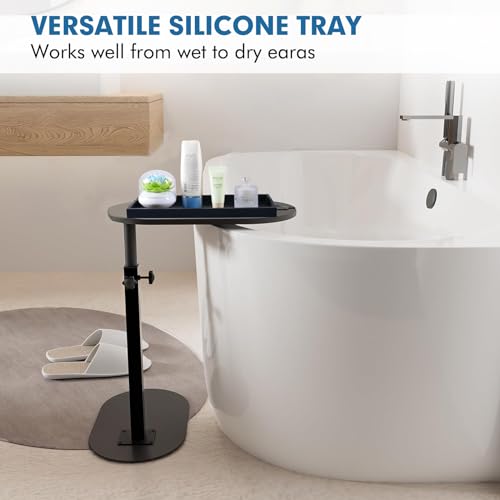 Bloss Vanity Tray with Soap Dish - 11.8x5.1inch BathroomTrays, Silicone Vanity Tray, Marble Countertop Trays, Toilet Tank Tray, Kitchen Counter Trays - color: Black, size: 11.8" x 5.1" x 0.9"