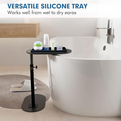 Bloss Vanity Tray with Soap Dish - 11.8x5.1inch BathroomTrays, Silicone Vanity Tray, Marble Countertop Trays, Toilet Tank Tray, Kitchen Counter Trays - color: Black, size: 11.8" x 5.1" x 0.9"