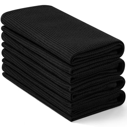Homaxy 100% Cotton Waffle Weave Kitchen Towels, 4 Pack, Black | Soft and Absorbent Dish Towels, 16 x 26 Inches Quick Dry Hand Towels - color: Black, size: 16 x 26 - 4 Pack