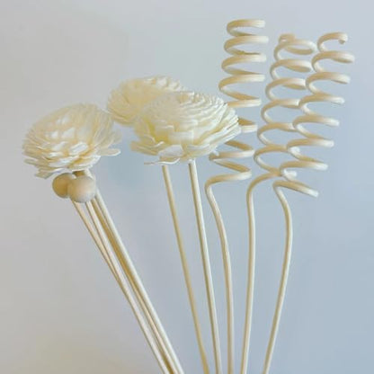 Ceramic Diffuser Bottle Set, 3PCS Spiral Flower Reed Ball Rattan Stick for Home Office Party Fragrance Aromatherapy Eucalyptus Oil
