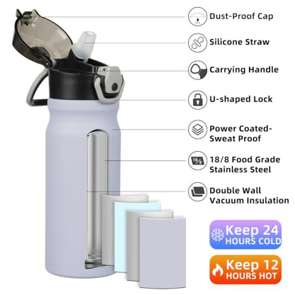BJPKPK 18 oz Water Bottle with Straw & Handle, Insulated Stainless Flask | Leak Proof Locking Lid, Thermal, Double Wall Vacuum, Keeps Hot/Cold, BPA Free, Dishwasher Safe, Travel & Sports, Iceberg - color: A-Iceberg, size: 18 Ounces