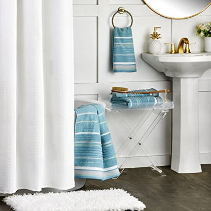 SKL Home Seabrook Stripe 100% Cotton Premium 2-Piece Hand Towel Set, 550 GSM, Soft & Absorbent Jacquard, for Bath & Kitchen, Teal - color: Seabrook Stripe, style: 2-Piece Hand Towel Set