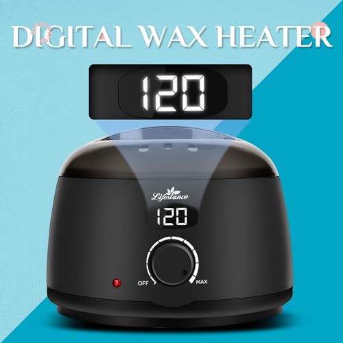 Lifestance L2 Digital Wax Warmer Machine - 500ml/14oz Fast-Heating for Hard Wax Beads, Hair Removal at Home, Professional for Brazilian, Bikini, Face, Body & Eyebrow | Hard Wax Beads, Hair Removal at Home, Professional for Brazilian, Bikini, Face, Body &