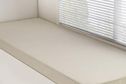 Custom Bay Window Seat Cushion Cotton Linen High Density Customized Bench Seating Foam Cushions for Indoor Furniture, Mudroom Entryway, Kitchen Dining Room Reading Breakfast Nook, Non Slip Bottom