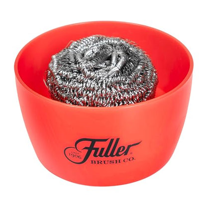 Fuller Brush Handy Holder with Drain Rack – Small Sink Caddy for Organizing Cleaning Sponges & Tools – Removable Drain Tray, Dishwasher Safe – Red - color: Red
