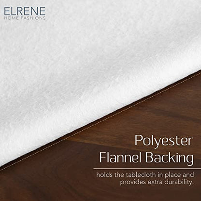 Elrene Home Fashions Camile Floral Damask-Scroll Water- and Stain-Resistant Vinyl Tablecloth with Flannel Backing, 60 Inches X 120 Inches, Rectangle, Blue - color: Blue, size: 120" x 60" (Rectangular)