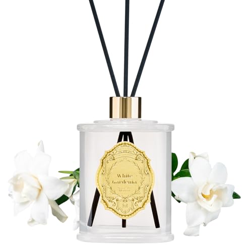M&SENSE 8.4 oz Large Reed Diffuser for Home | Gardenia Scent Oil Diffuser with Sticks | Bedroom Bathroom Living Room Decor - color: White Gardenia