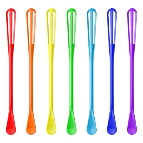 OYV Colorful 2-In-1 Mini Whisk and Spoon, Set of 7, 8.5-Inch, Rainbow | Flexible And Lightweight, Comfortable Long Handle, Easy To Store, BPA-Free, For Eggs, Sauces, Coffee And Hot Chocolate - color: 7 Pcs (Red, orange, yellow, green, blue, purple)