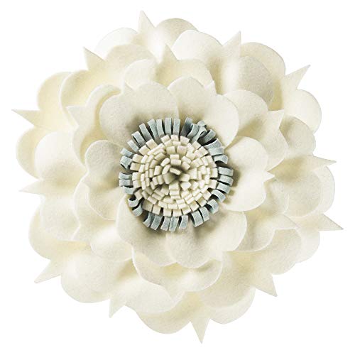 OiseauVoler 3D Flower Decorative Throw Pillow Accent Handmade Round Pillow Cushion with Insert for Home Couch Bedroom Decor 13 x 13 Inch White - color: Cream White