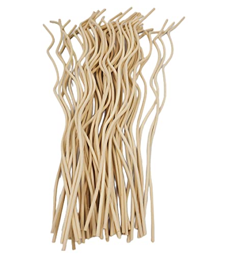 11 inchs Wavy Rattan Reed Diffuser Sticks 50PCS Natural Rattan Fragrance Aromatherapy Volatile Replacement RefillEssential Oil Aroma Diffuser Replacements Sticks for own Space (50PCS, Wood Color) - color: Wood Color