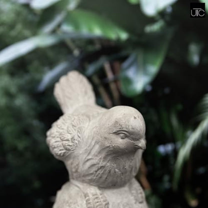 Small Cement Bird Statue, Gray Concrete Finish (4.5 X 3.75 X 7.5 Inches) | Decorative Bird Figurine With A Gray Concrete Finish, Ideal For Patios, Lawns, Yards, Tables, And Outdoor Spaces. - size: 4.50"x3.75"x7.50"H