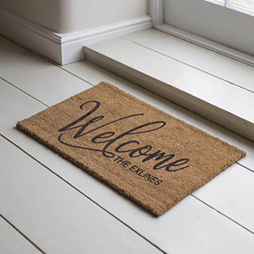 Personalized Welcome Coir Doormat – Custom Front Door Mat, 24x36 | natural coconut husk, 3/4in thick, printed no decals, add your text, wedding housewarming closing gift, entryway - size: 24"x 36"
