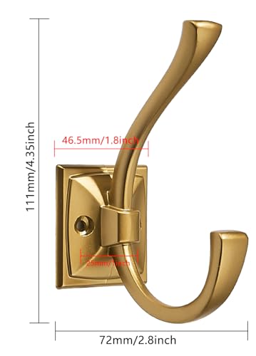 Antique Design Wall Hanging Coat Hook 5 Pack Matte Coat Hook Towel Hook for Entry Shoe Cabinet, Gold Wardrobe Bathroom Bedroom Furniture Hardware - color: Gold