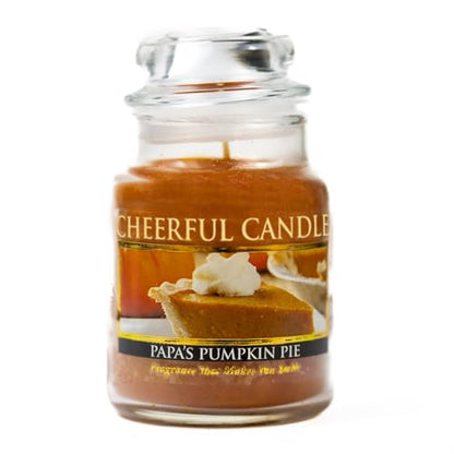 A Cheerful Giver - Papa's Pumpkin Pie Scented Glass Jar Candle (6 oz) with Lid & True to Life Fragrance Made in USA - size: 6oz