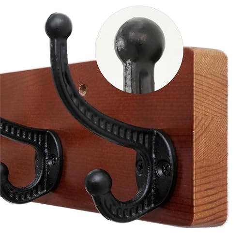 WEBI Rustic Coat Rack Wall Mount,35.43" Long 8 Cast Iron Coat Hooks Wall Mounted,Heavy Duty Wood Wall Coat Hanger Hooks for Hanging Coats,Jacket,Clothes,Backpack,Farmhouse,Cherry - color: Cherry, size: 35 Inch