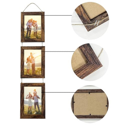 5x7 Wall Hanging Picture Frames Collage with 3 Opening Frames Brown 2 Pack - color: Brown, size: 5x7- 2 Pack