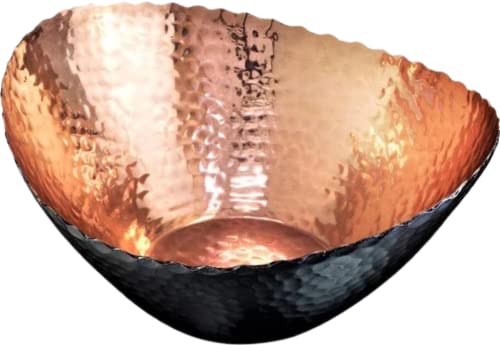 Monarch Abode Decorative Bowl for Home Decor – 7.5-Inch Black and Copper Plated Hand Hammered Key Bowls for Entryway Table, Fruit & Potpourri Bowl for Centerpiece, Modern Catch All Key Holder Bowl - color: Black / Copper, size: 7.5 x 6.75 x 3.5