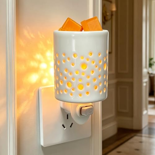 Ceramic Plug in Wax Warmer Candle Wax Warmer for Scented Wax melt Warmer Electric Wax Burner Fragrance Oil Candle Warmer Office Bedroom Gift & Home Decor(Circle Point) - color: 3-circle Point