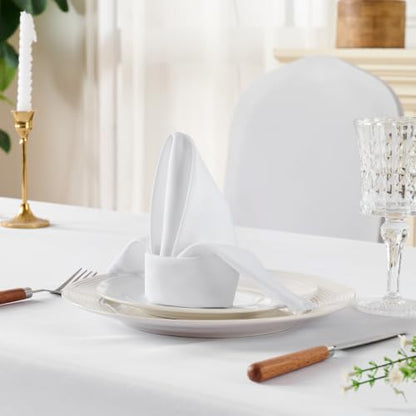 VidaFete White Cloth Napkin, 17 x 17 Inch Polyester Napkins Set of 12 | Polyester Napkins Cloth Reusable & Wrinkle-Resistant Dinner Napkins for Weddings, Banquets, Parties, Hotels and Restaurants - color: White, size: 17" x 17" (Set of 12)